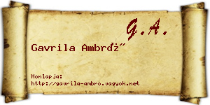 Gavrila Ambró névjegykártya